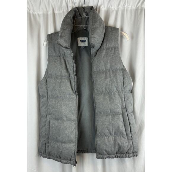 Old Navy Canvas Puffer Vest Gray M gorpcore cold weather 64-05, NWT - Picture 14 of 16